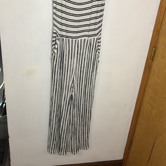Bershka SZ L Waffle Knit Jumpsuit Playsuit Wide Leg Striped - Picture 5 of 7